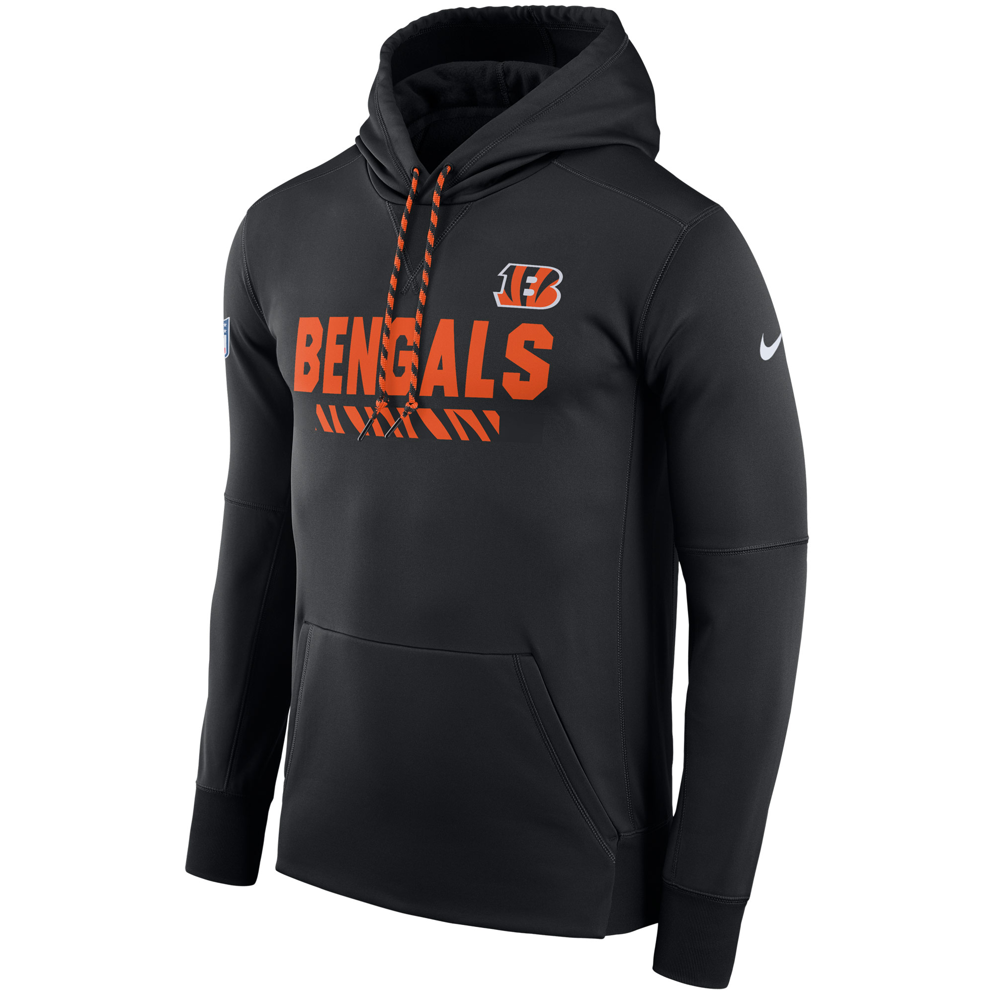 NFL Men Cincinnati Bengals Nike Black Sideline ThermaFit Performance PO Hoodie